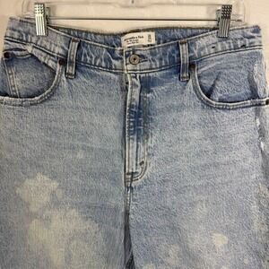 Abercrombie & Fitch Curve Love 90s Straight Ultra High Rise Distressed Denim